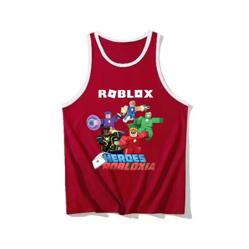 ROBLOX圖案熱銷童裝中大童圓領休閒無袖背心卡通印花2024夏季新款