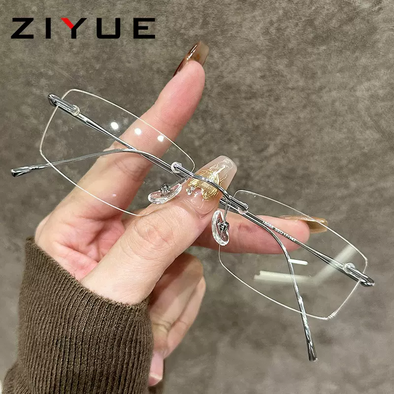 网红无框眼镜近视女款可配有度数纯欲金丝小框无边框超轻眼睛架男