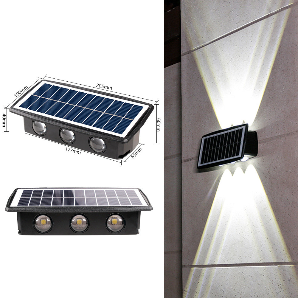 Lente convexa solar lámpara de pared lámpara de lavado hogar avanzada lámpara de paisaje impermeable Villa patio jardín arriba y abajo lámpara de pared