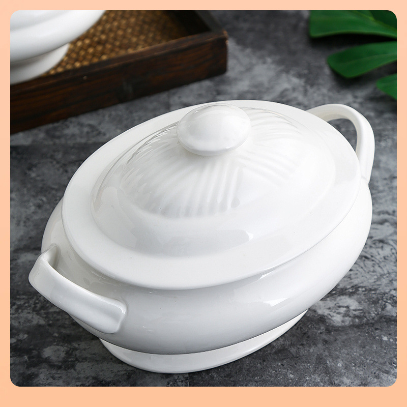 ✅陶瓷炖盅带盖双耳佛跳墙燕窝家用大号煲汤罐蒸蛋炖锅酒店双