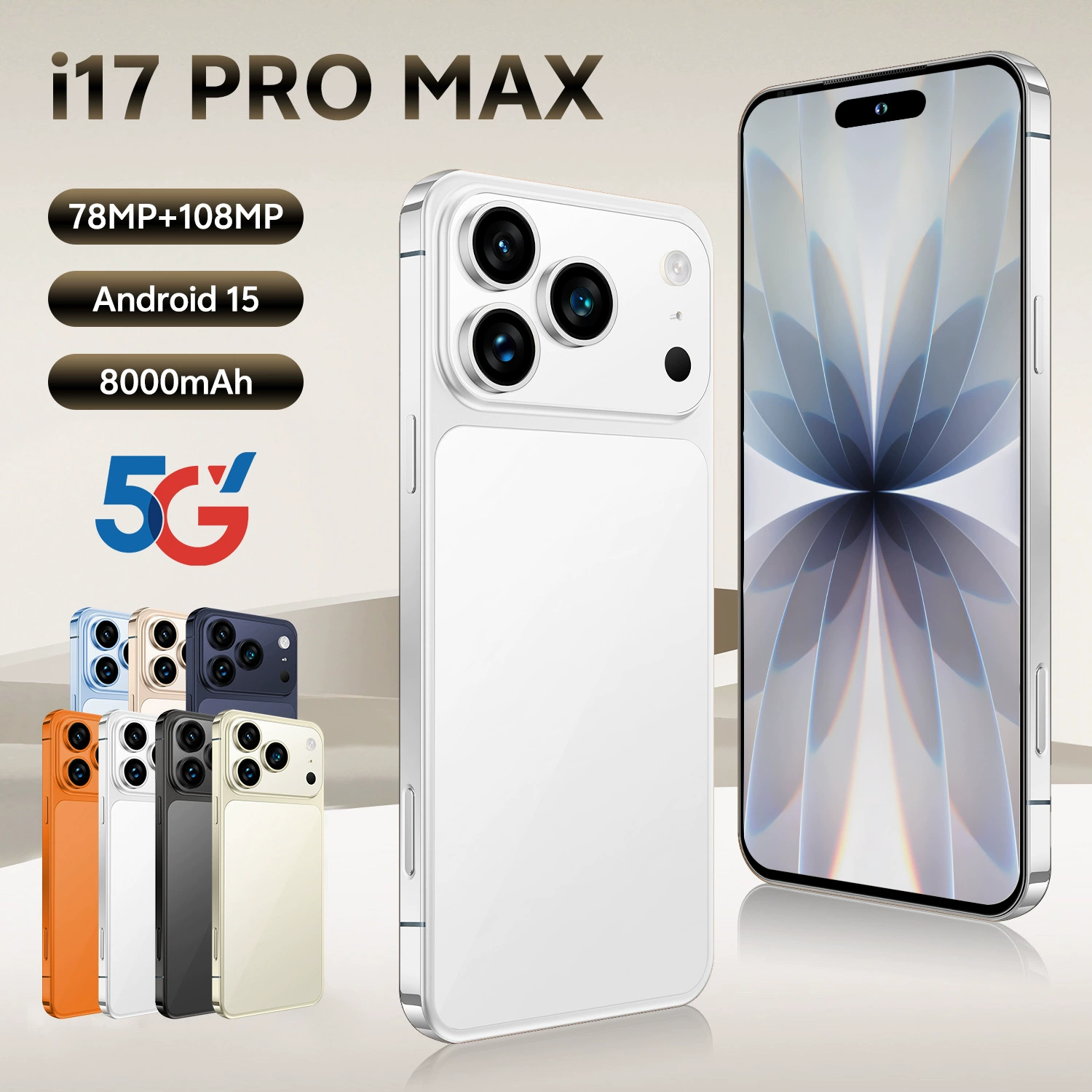 Смартфон i17 Pro Max, Intel Core i17, Android 7.3, 7.3" широкий экран, 16+1T память