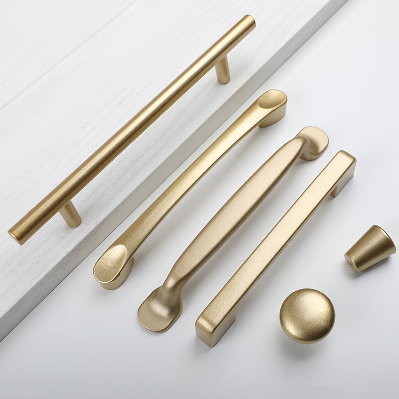 European-style wardrobe handles hardware wardrobe handles Nordic cabinet handles light luxury gold single hole drawer handles