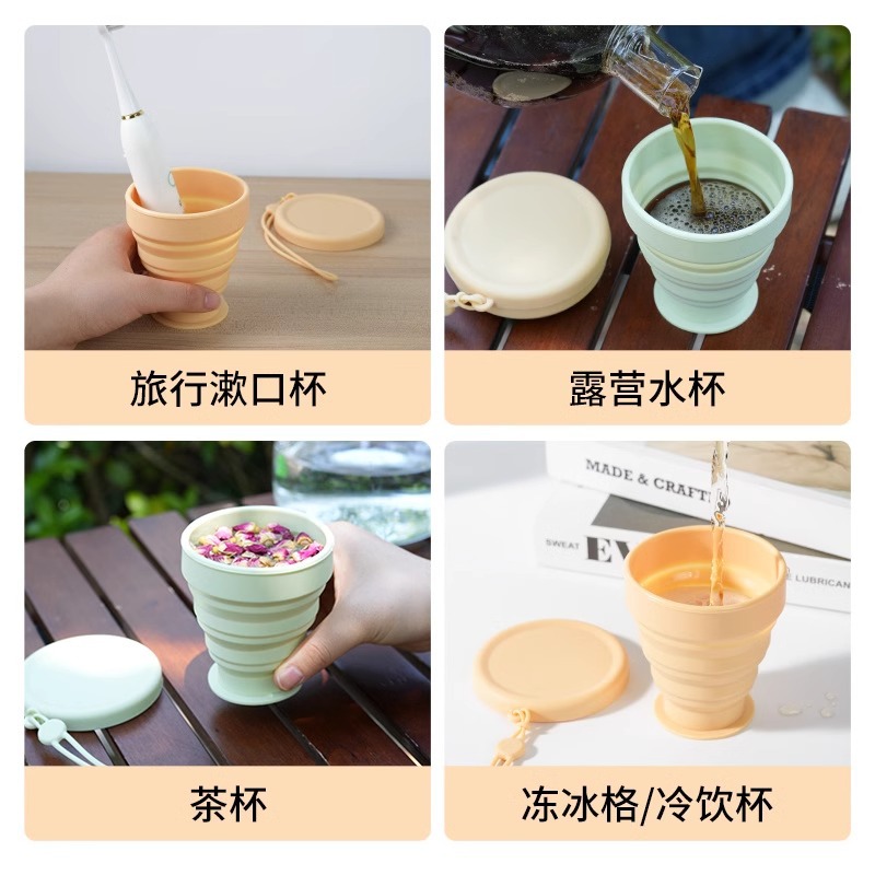 Portable folding water cup portable compressed mouth cup silicone…