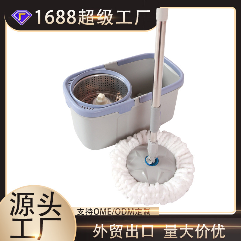 Doble mango cuadrado giratorio fregadero fabricante de barril sin lavado a mano perezoso para el hogar seco buen trapeador de tela para aumentar el trapeador