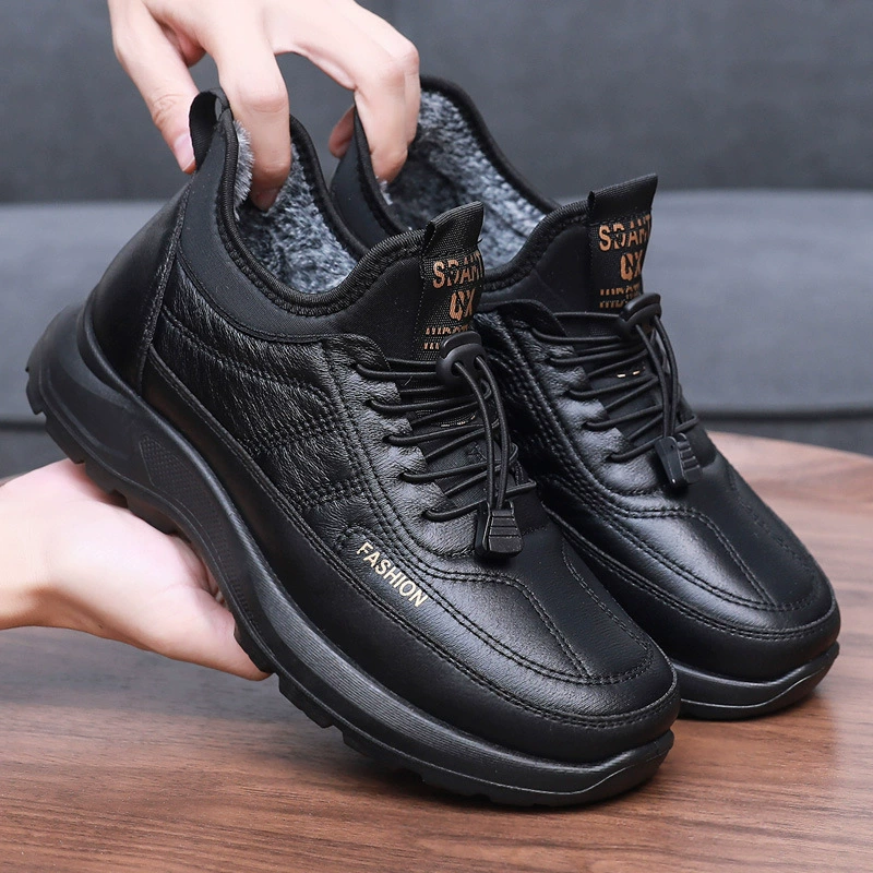 Demi-season shoes, fleece keep warm non-slip slip-ons platform, sports boots for leisure, for middle age