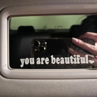 Cross-Border Car Interior Makeup Mirror Rearview Mirror Cover Sticker You Are Beautiful Motorcycle Electric Vehicle Sticker