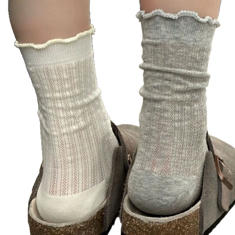 Summer thin brand knee socks, Korean style, mid-length
