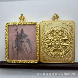 单面描金白度母八宝莲花唐卡吊坠饰品厂家批发直播供货