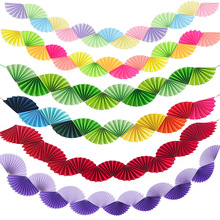生日派对扇形拉花跨境背景装饰纸扇拉旗聚会拉花布置道具商店挂饰