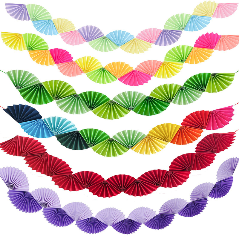 Birthday Party Fan-Shaped Garland Cross-Border Background Decoration Paper Fan Banner Party Decoration Props Store Hanging Decorations Christmas Birthday Party Fan-Shaped Garland Cross-Border Background Decoration Paper Fan Banner Party Decoration Props Store Hanging Decorations Christmas