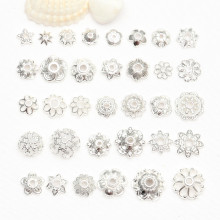 厚银保色银色镂空花托 diy手链品花瓣隔片 串珠饰品花帽珠托材料