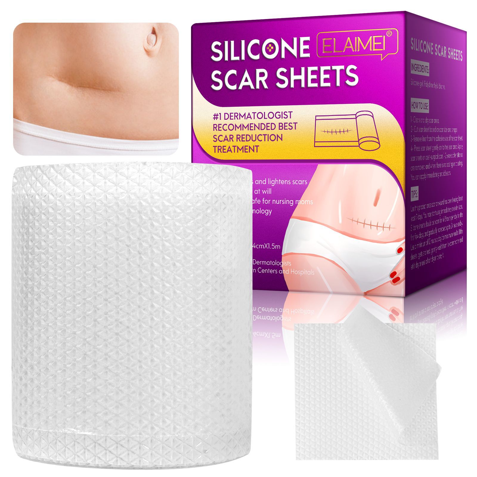 Roll Transparent Adhesive for Pregnancy Mark Burn and Cesarean Section Scar Care Patch 1M5_voghion.com