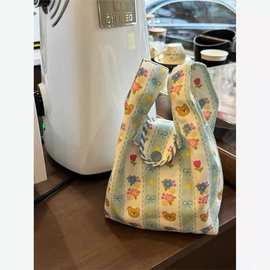 饭盒袋便当手提包学生带饭可爱小清新上班族装餐包手拎帆布包包女