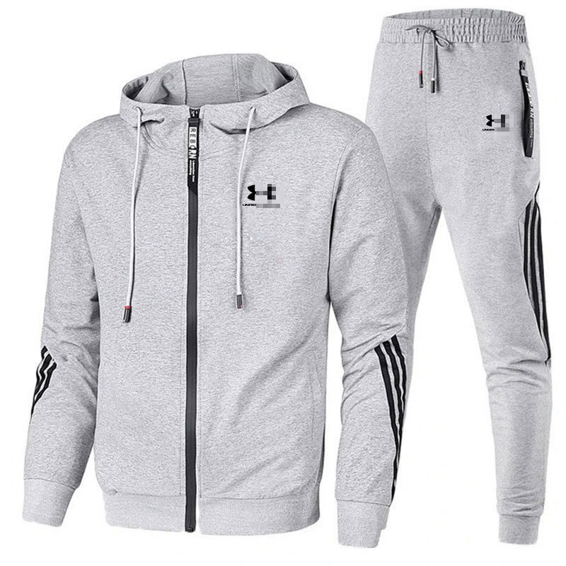 2026 Foreign Trade Spring and Autumn New Men's Hooded Slim-Fit Striped Patchwork Sports Suit Hooded Sweatshirt Casual Set 2026 Foreign Trade Spring and Autumn New Men's Hooded Slim-Fit Striped Patchwork Sports Suit Hooded Sweatshirt Casual Set