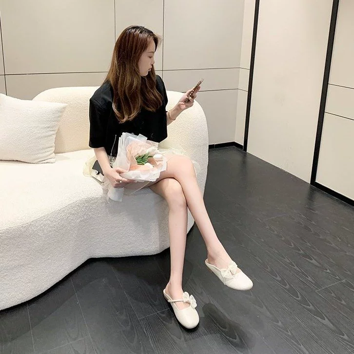 СтилиФэй Soft Soled Sandals 2024 Summer Новый верх Mesh Pearl Туфли с открытым носком полупить без пятки wholesale