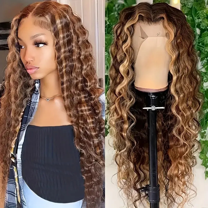 Front Lace Wig Front Lace Wig Women's Highlighted Big Wave Long Curly Hair Fluffy Natural Full Headgear