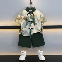 Мальчик 2024 новый костюм с короткими рукавами Hanfu Summer Baby New China Children Guodeng Tang одежда тонкая детская одежда