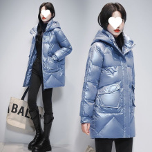 新款反季棉服女中长款可擦宽松外套免洗加厚棉衣轻薄亮面保暖棉袄