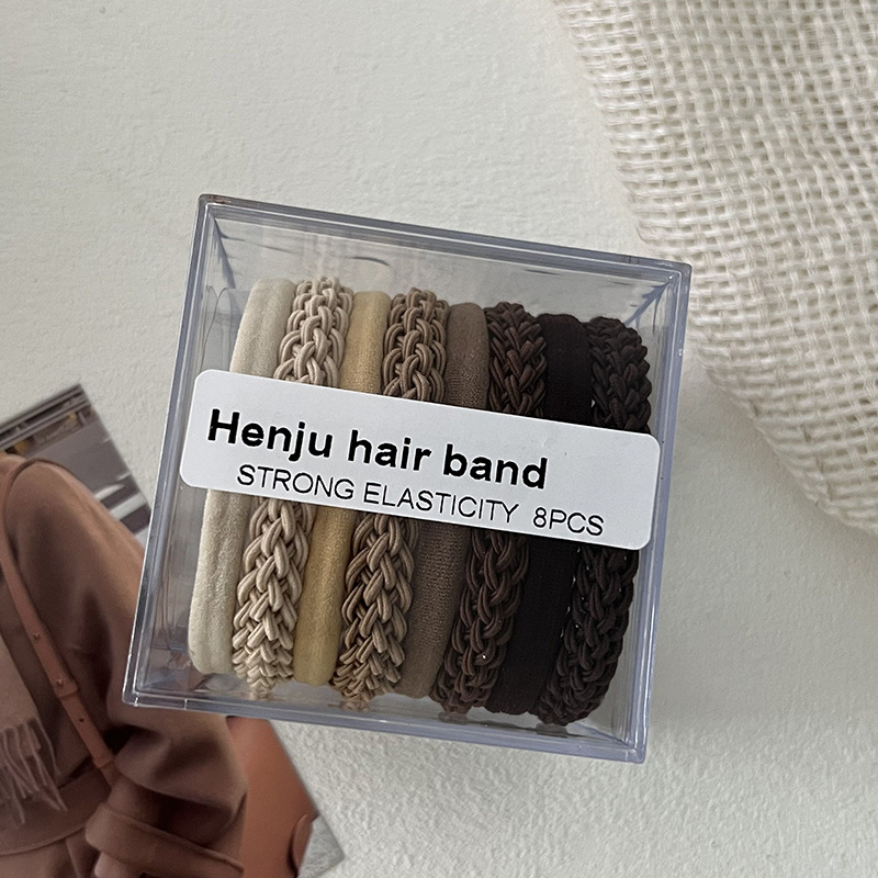Anello per capelli intrecciato in scatola, corda per capelli senza cuciture, nuovo stile, elegante, semplice, elastico per capelli da ragazza, accessori per capelli_voghion.com
