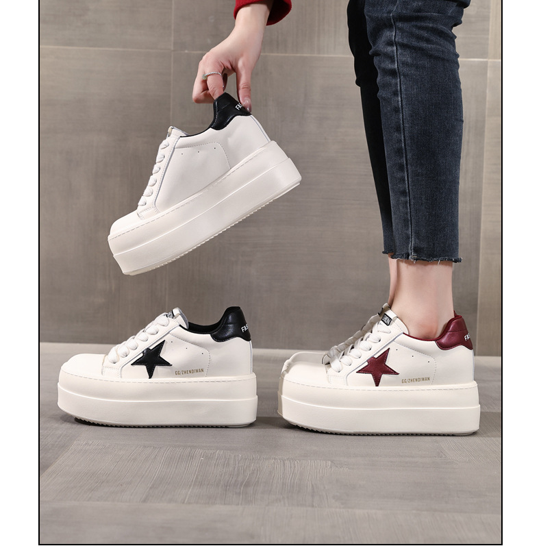 Giày sneaker nữ chunky đế dày tăng chiều cao, form thể thao mùa xuân — Màu đỏ be chi tiết 20