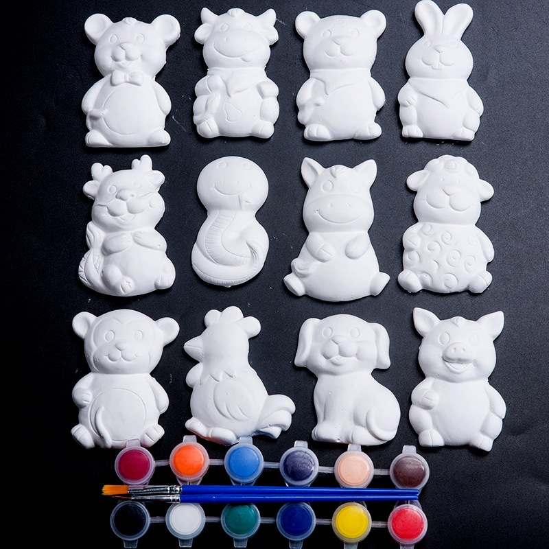 Comercio exterior transfronterizo de los niños muñeca de yeso para colorear juguete DIY graffiti para colorear traje inteligencia desarrollo pintura de yeso