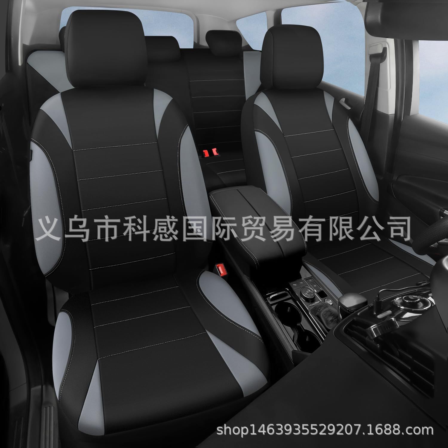 Cross-border new PU single-line crescent-shaped leather universal car seat covers, waterproof, available on Amazon and Mercado Libre in Mexico