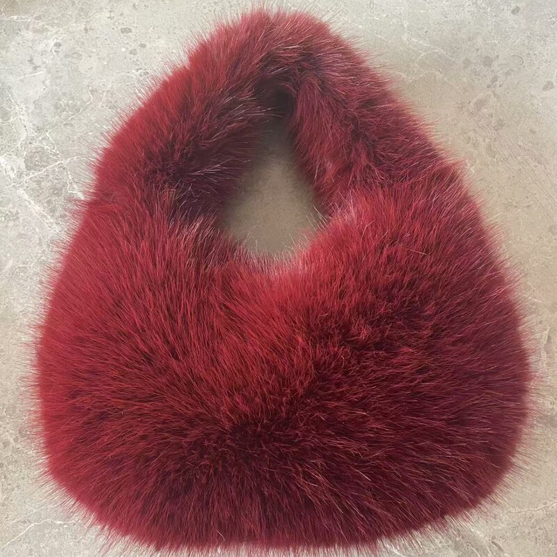 in stock Supply Faux Fox Hair Handbag Women's Autumn and Winter New High-end Sense Niche Fluffy Bag Handbag