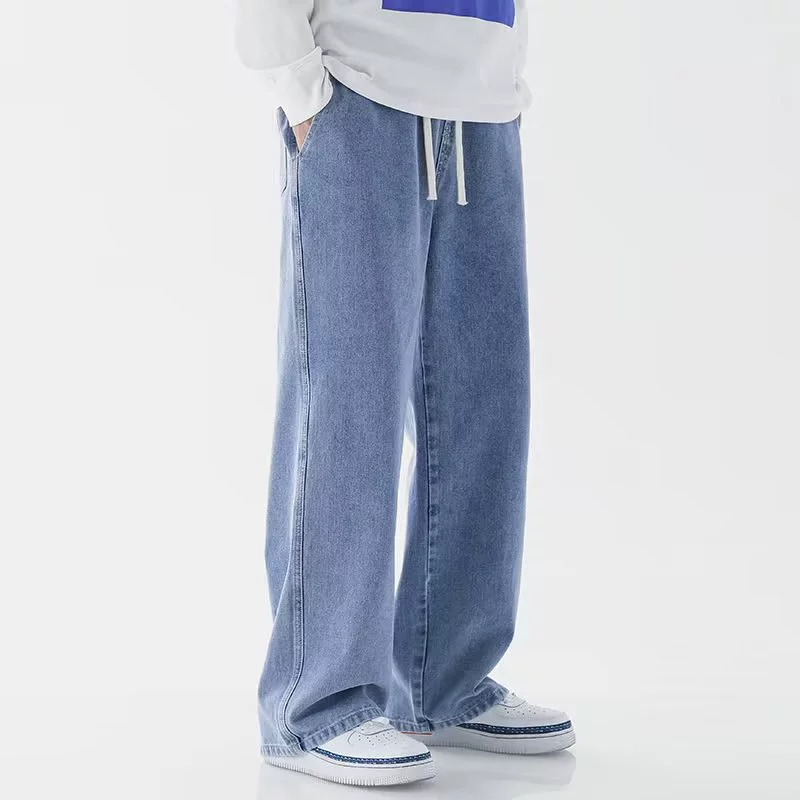 Деми-сезонные джинсы casual, свободный прямой оверсайз крой, плюс сайз S–3XL
