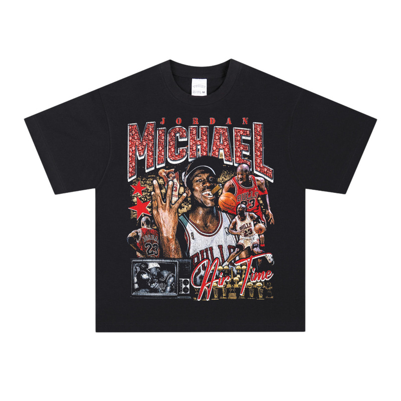 Michael Jordan American Casual Basketball Retro T-Shirt Loose Cotton Breathable Long and Short Sleeve Heavyweight Hooded Sweatshirt