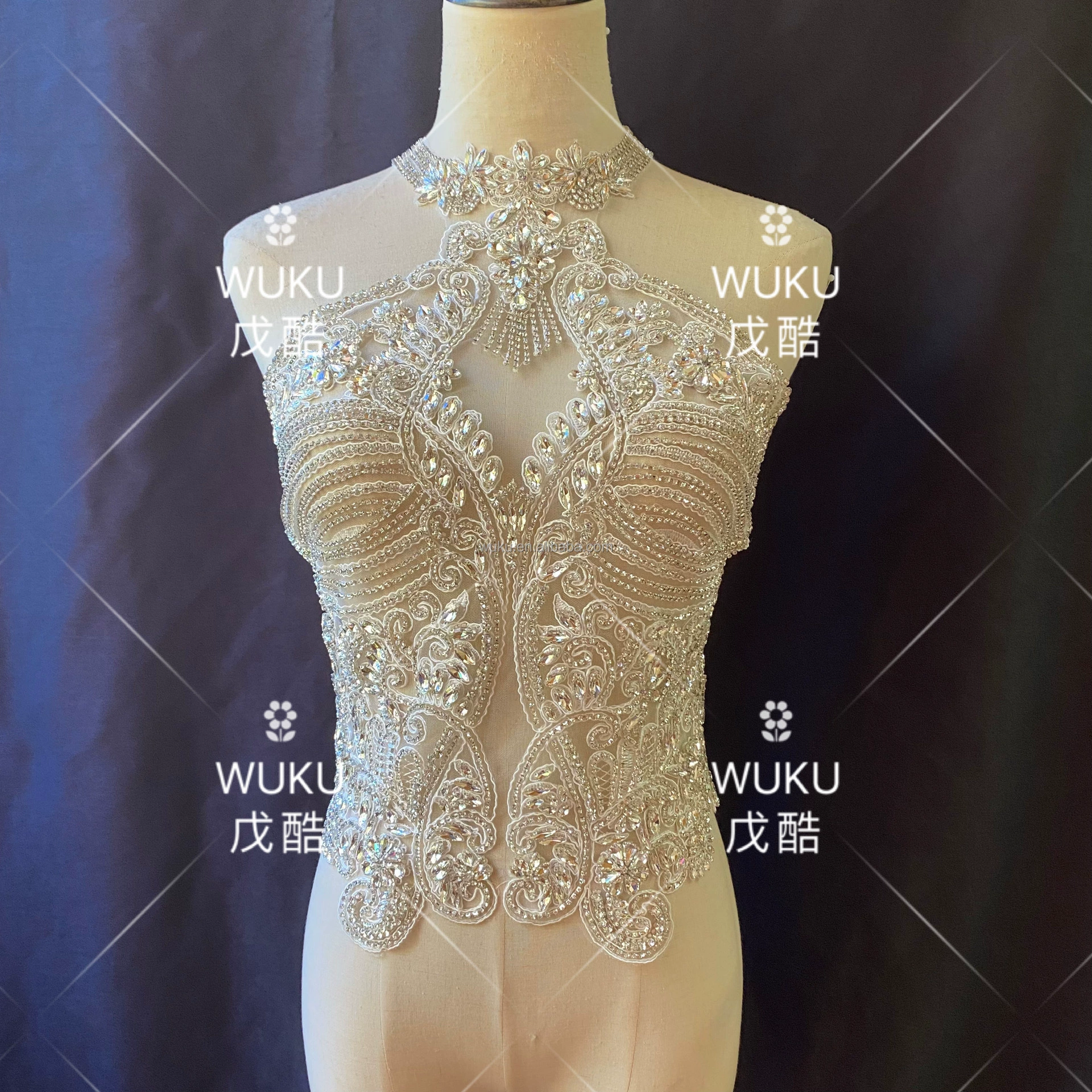 Wu Cool 2023 новый 39X69cm ручной работы бисерное свадебное платье сексуальная утечка плеча кружевная наклейка LA-283