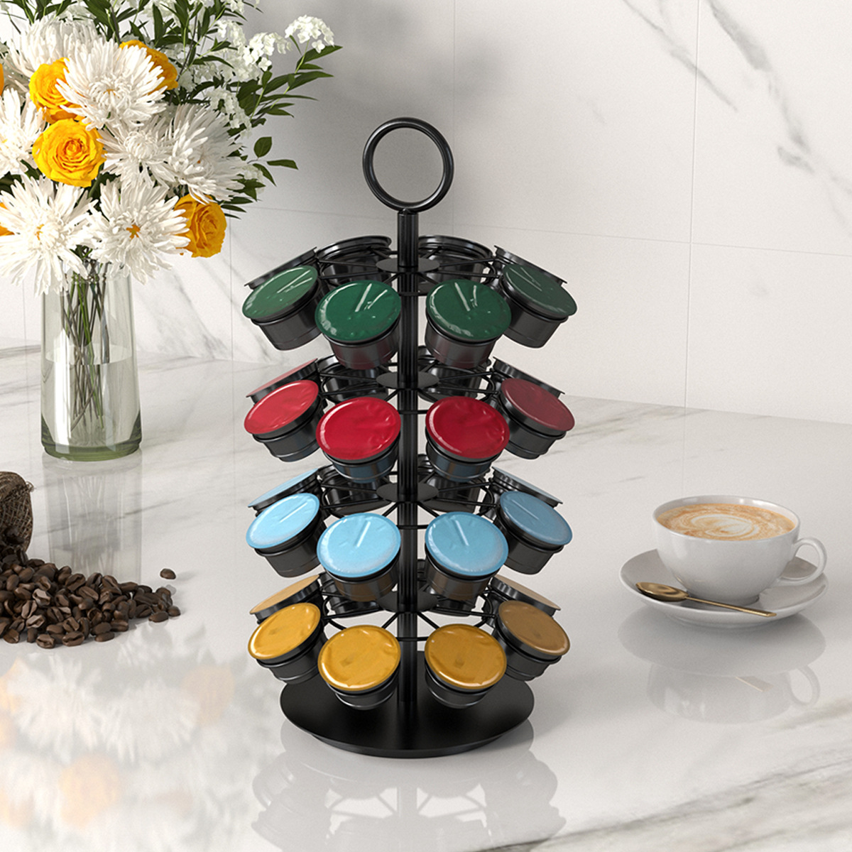 In-stock coffee capsule rack, rotating capsule coffee storage rack, display rack, storage box, large coffee capsule stand