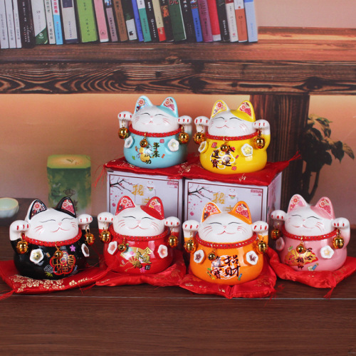 Manufacturer wholesale lucky cat ornaments small opening gift piggy bank shop piggy bank fortune home living room