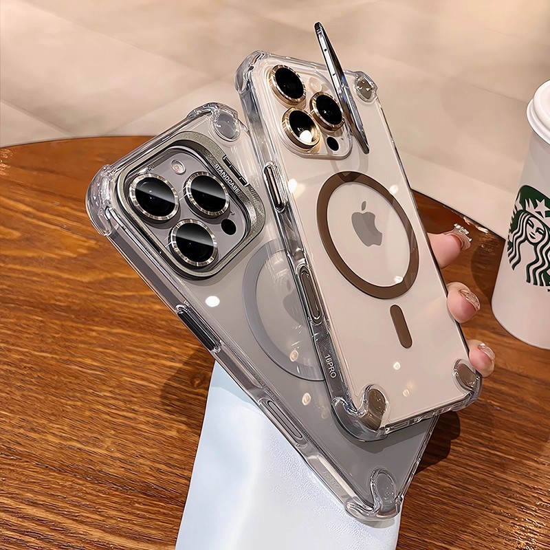 四角冰透磁吸适用iPhone17Promax手机壳苹果16金属镜头支架保护套|undefined