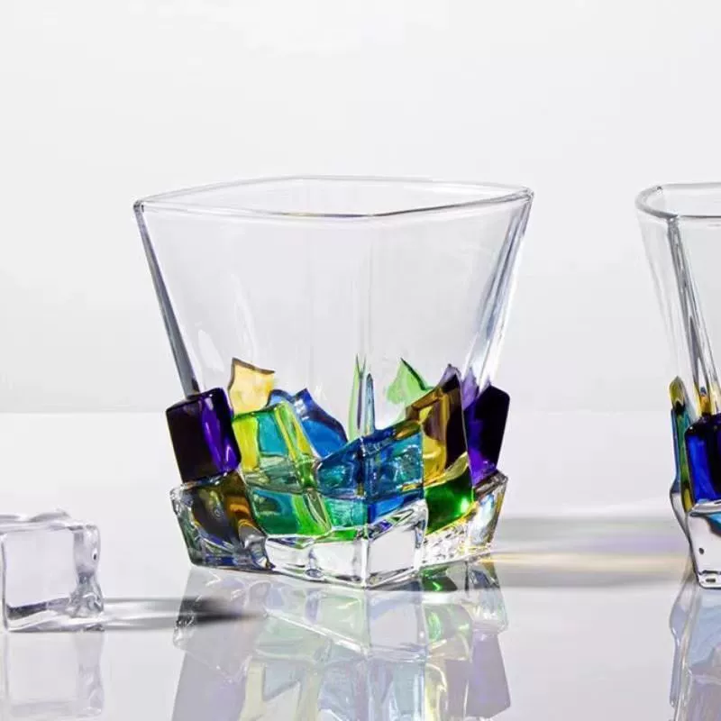 Painted summer rainbow water glass