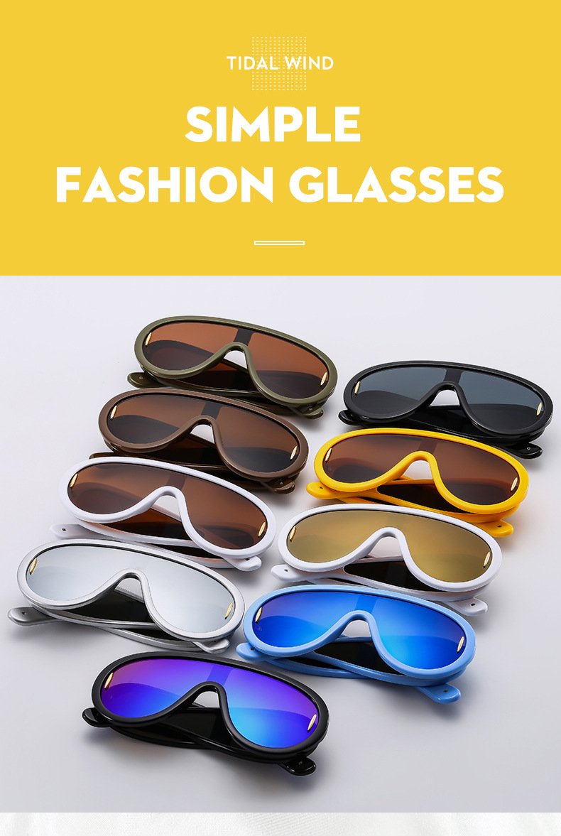 New large frame integrated lens fashionable punk futuristic sunglasses, ins sunglasses_voghion.com