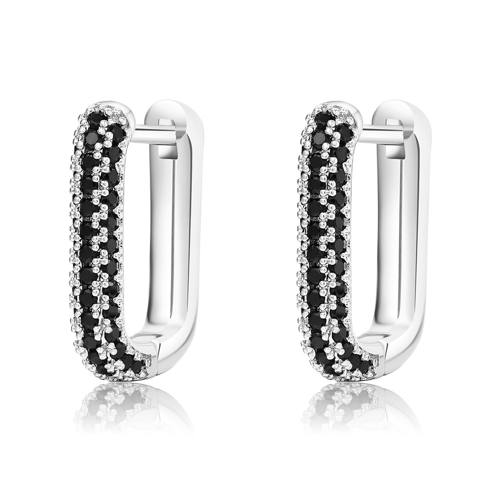 Fashion U Shape Copper Plating Zircon Earrings 1 Pair