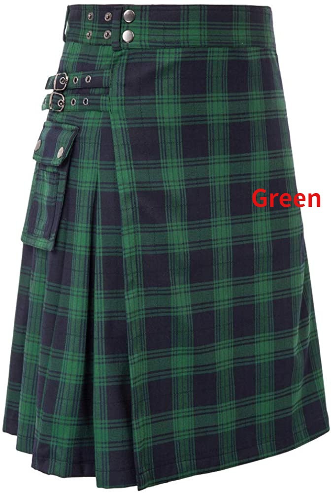 Men's AliExpress Hot-selling Scottish Holiday Skirt Men's Plaid Contrast Color Pleated Skirt BK0140