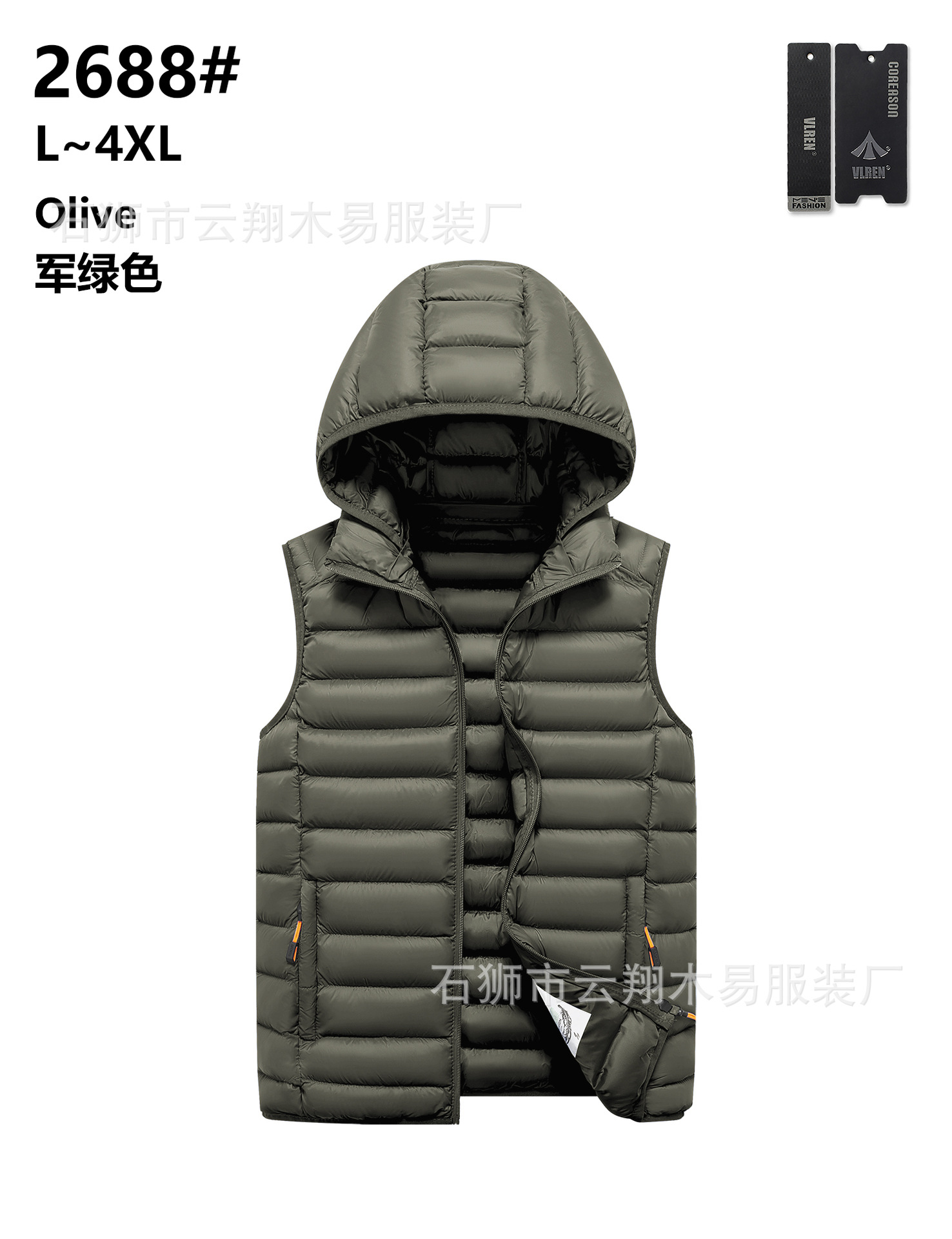 2023 Chaleco de algodón transfronterizo costillas engrosadas con capucha Chaleco de algodón raqueta de algodón europeo y americano Comercio exterior al por mayor