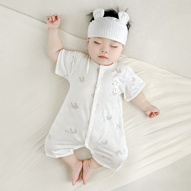 Mono de bebé verano para hombres y mujeres, mameluco delgado de manga corta, ropa de verano para bebés, ropa de escalada transpirable, ropa para recién nacidos