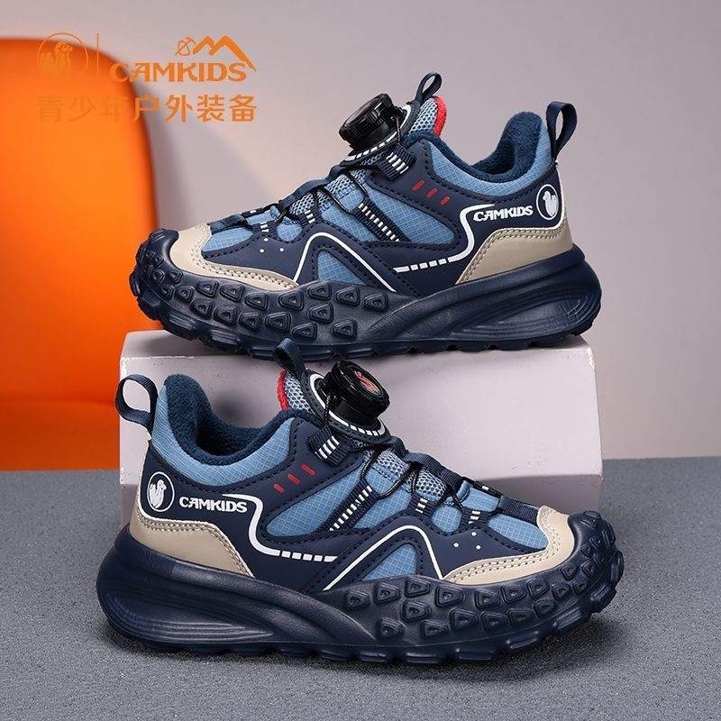 Carefully Selected Camkids Boys' Sports Shoes for Autumn and Winter, Boys' Mesh Shoes with Added Cotton for Outdoor Hiking and Children's Running Shoes