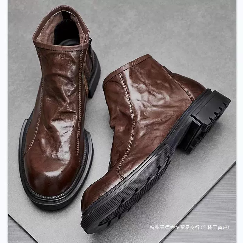 Ankle boots (Martens) genuine leather, platform sole, zipper, demi‑season breathable Chelsea style