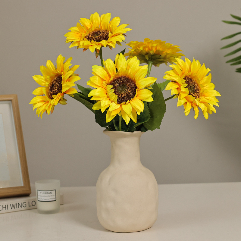 Simulación de girasol único flor de simulación al por mayor decoración de la sala de estar del hogar decoración floral de boda props fabricantes de flores falsas