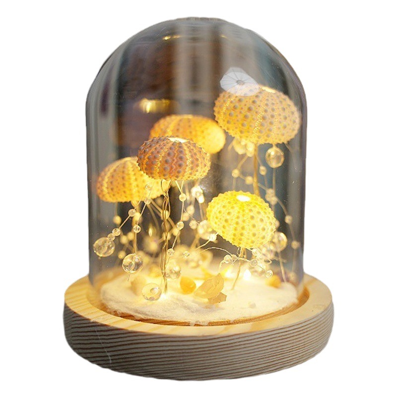 Concha de erizo de mar, lámpara de medusas, paquete de material, equipo de construcción, actividad hecha a mano, adornos de luz nocturna, luz de ambiente, regalo de alta gama