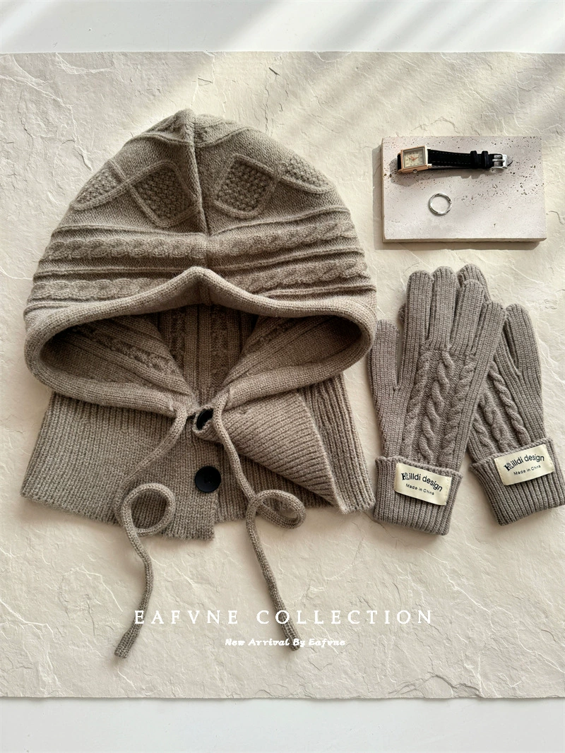 Retro winter keep warm scarf, woolen knitted hat, for beloved
