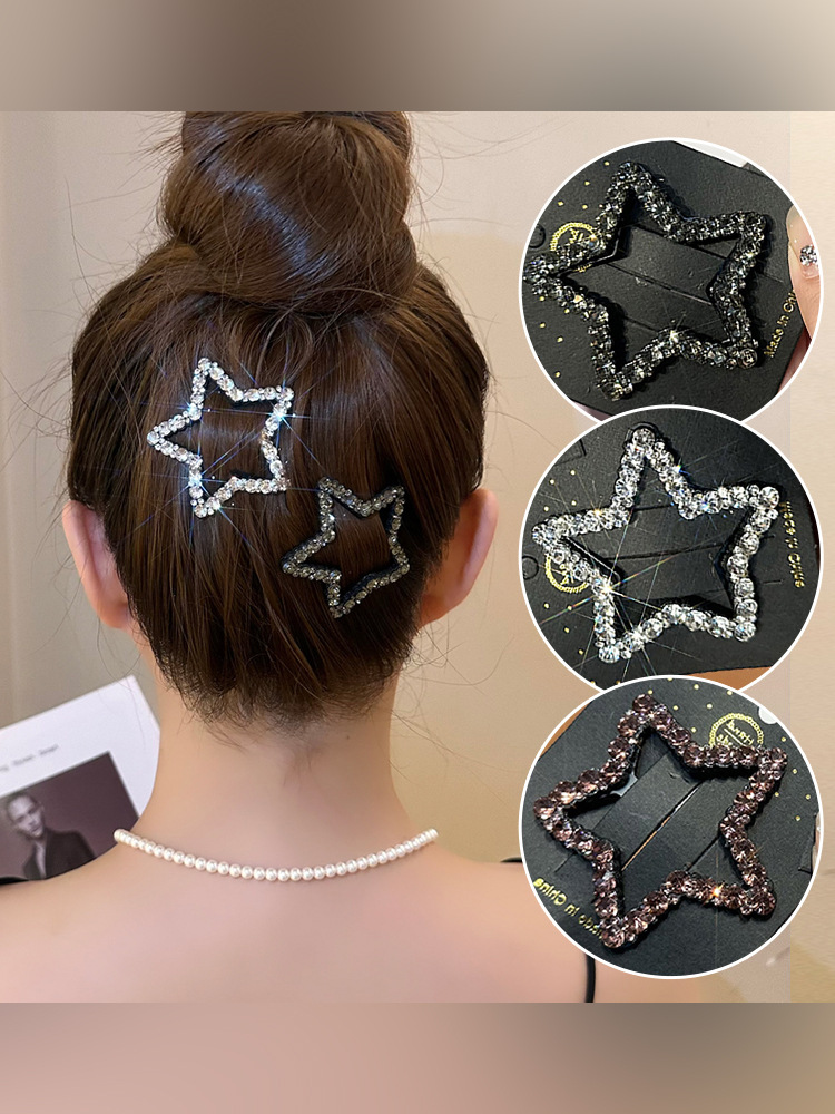 Korean-style five-pointed star rhinestone BB clip female back head broken hair fixed hairpin bangs forehead side hair clip side clip