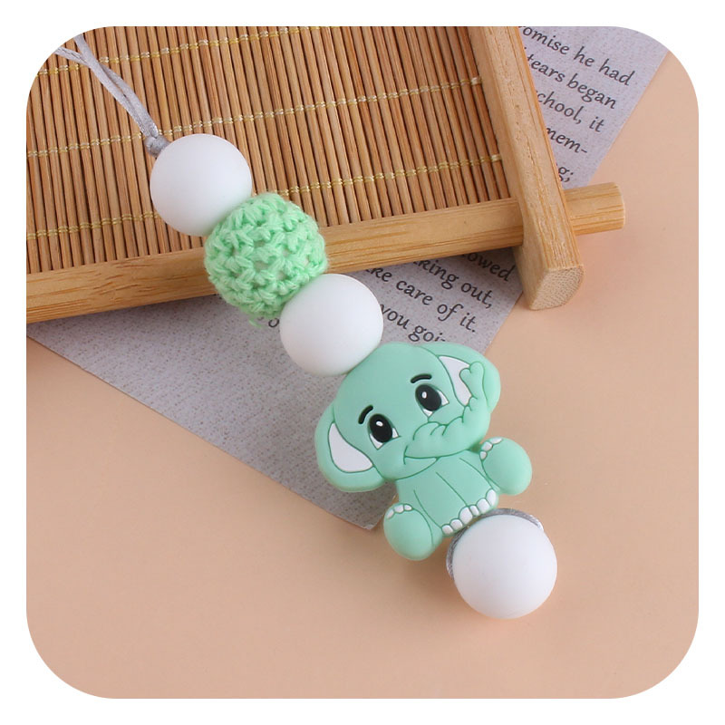 Bebé molar mordedor masticable colgante joyería de los niños mordedor palo de dibujos animados de silicona elefante teether collar