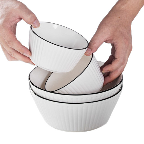 Jingdezhen Ceramic Japanese Minimalist Home Tableware Rice Bowl Noodle Bowl Soup Bowl Plate Set Fish Plate