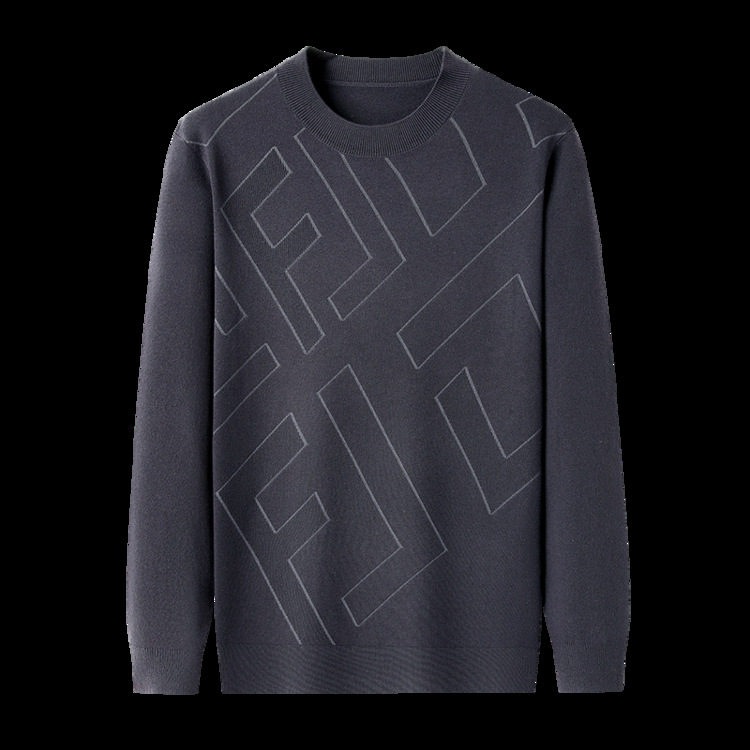 Tipo delgado de lujo ligero de marca letras de cuello redondo hookah de punto de manga larga suéter de punto de invierno ocio chaqueta suéter