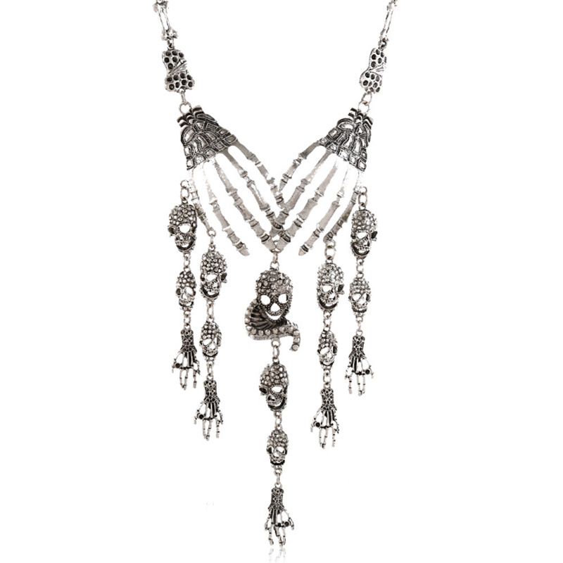 Alloy Material Retro Exaggerated Unforgettable Skull Alloy Plating Halloween Women's Earrings Necklace