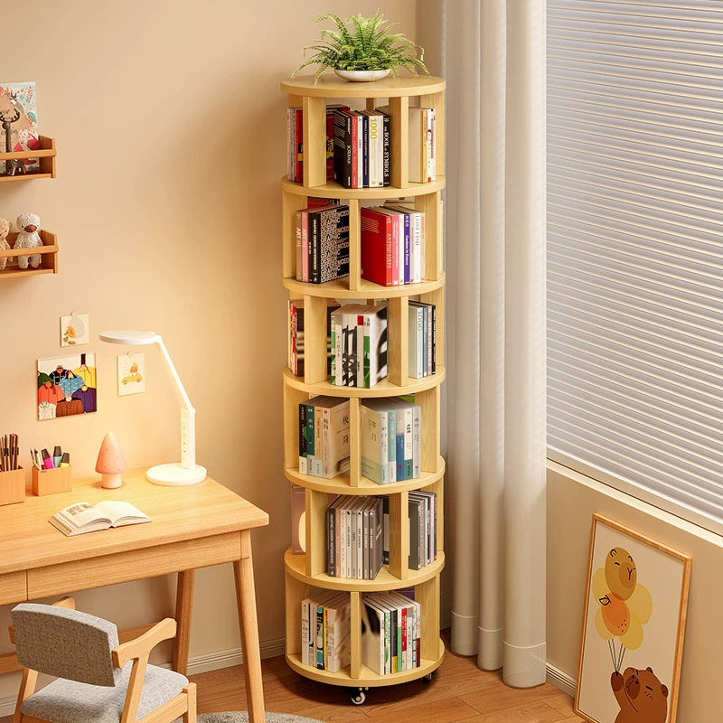 Многослойная вращающаяся книжная полка, напольная мобильная стойка для хранения на 360 градусов, встроенный настенный небольшой узкий шкаф, домашний угловой книжный шкаф